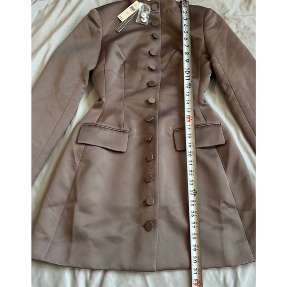 Anthropologie Mare Mare Taupe, Long Sleeve, Button Front Mini Dress NWT- 2XS - Picture 8 of 12